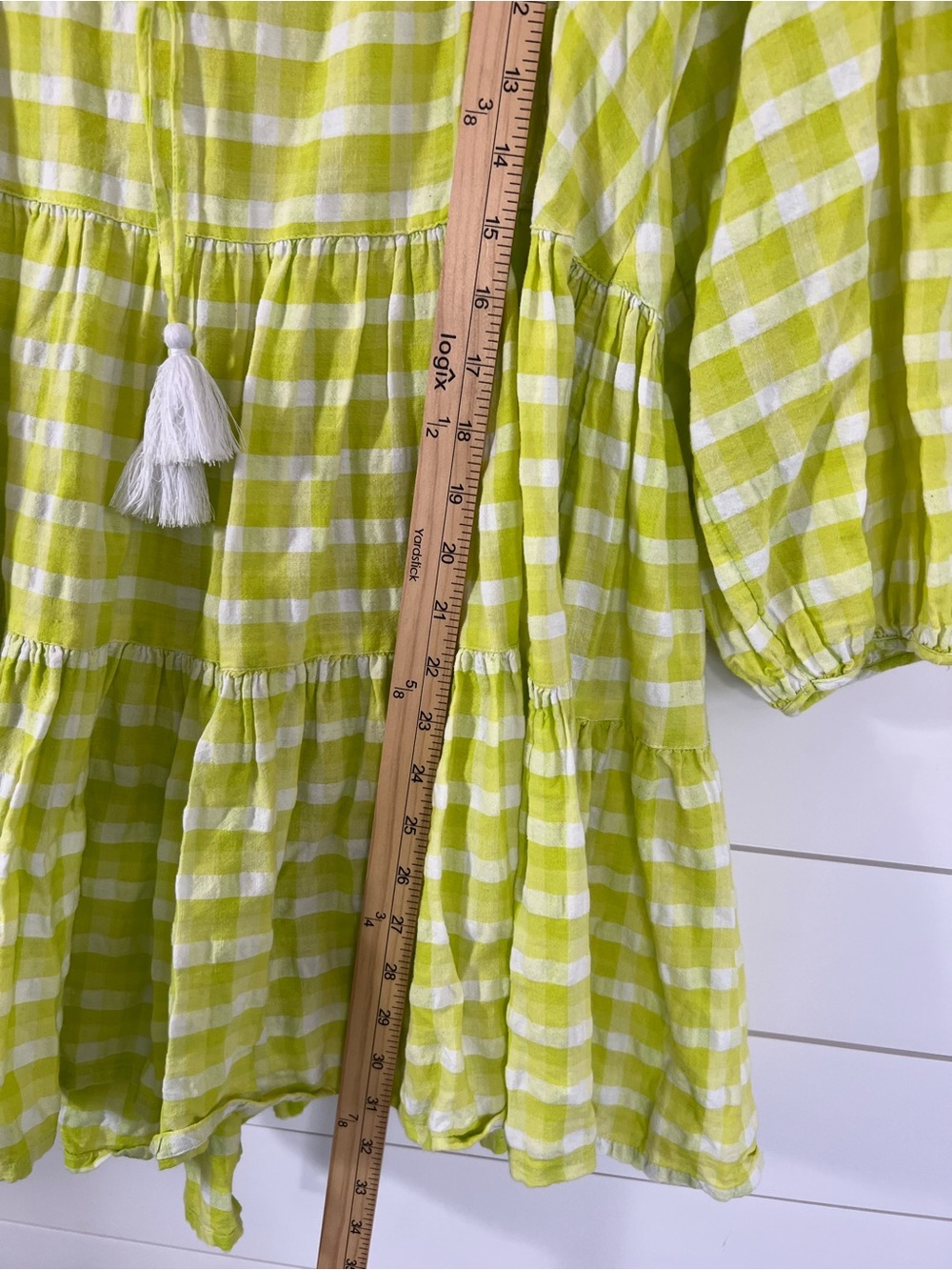 Seafolly Lime Green Gingham Swim Cover Up Dress S/M Boho Beach 100% Cotton - Picture 12 of 14